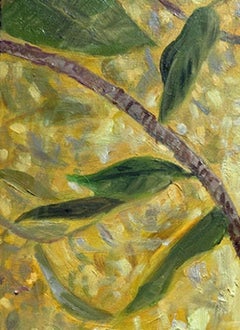 Red Cardinal, Violet Petals, Golden Light contemporary study