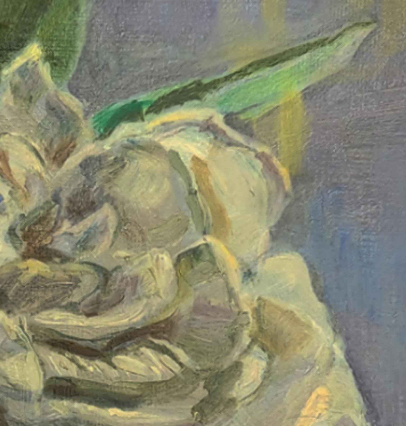 Shadowed Gardenia contemporary floral still life For Sale 2