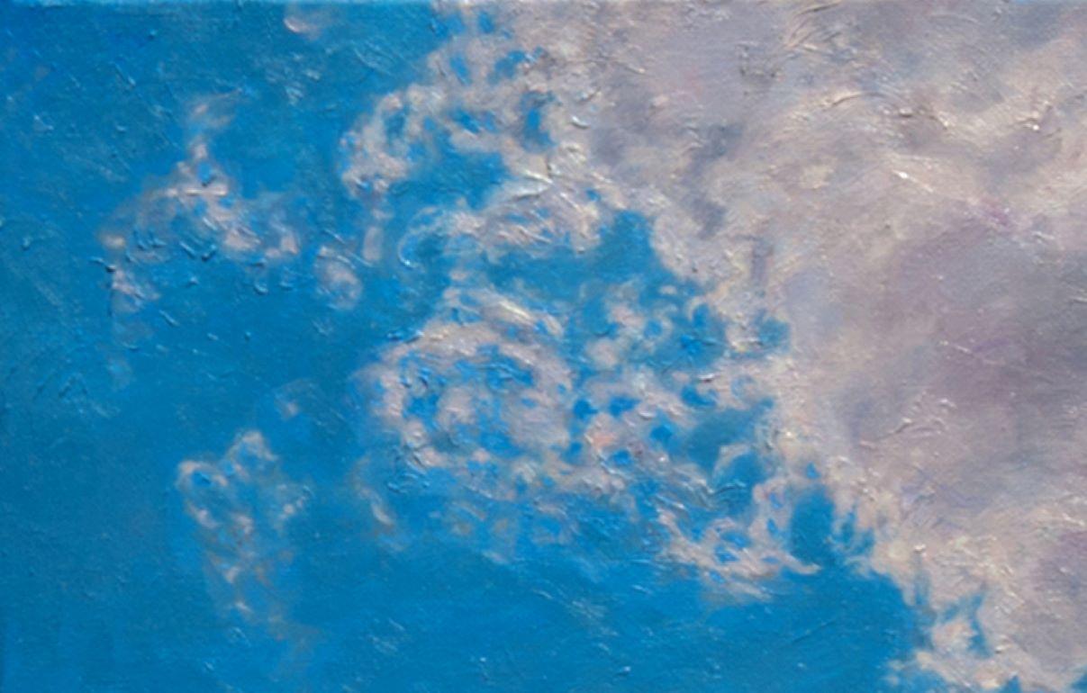 Nube Protectora, Tierra Inquieta, Árbol Desolado paisaje contemporáneo - Landscape Painting Gris de Katherine Kean