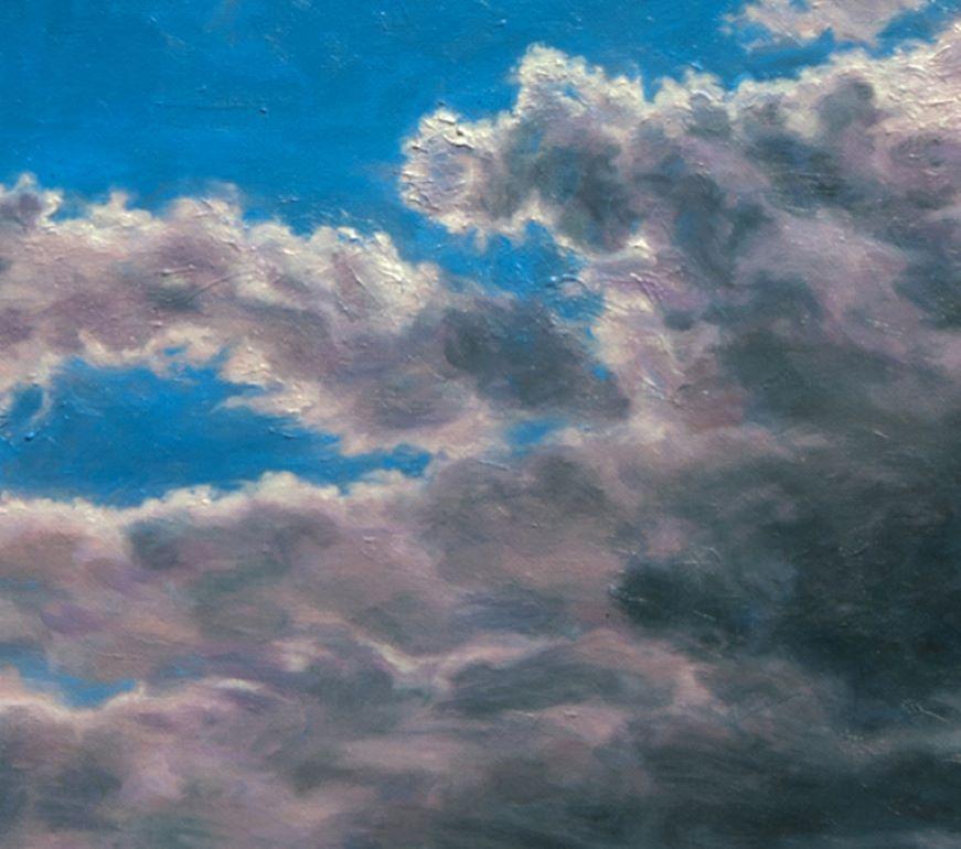 Las nubes de la isla de Hawai forman un espectacular paisaje aéreo. El cielo
ocupa la mayor parte del lienzo, con nubes voluminosas que crean
sorprendente contraste entre luces y sombras. La parte superior del cielo es
llena de suaves nubes blancas