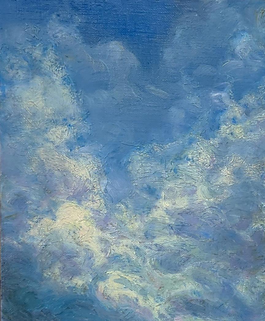 Storm Clouds over Mountain Trail contemporary landscape painting - Contemporary Painting by Katherine Kean