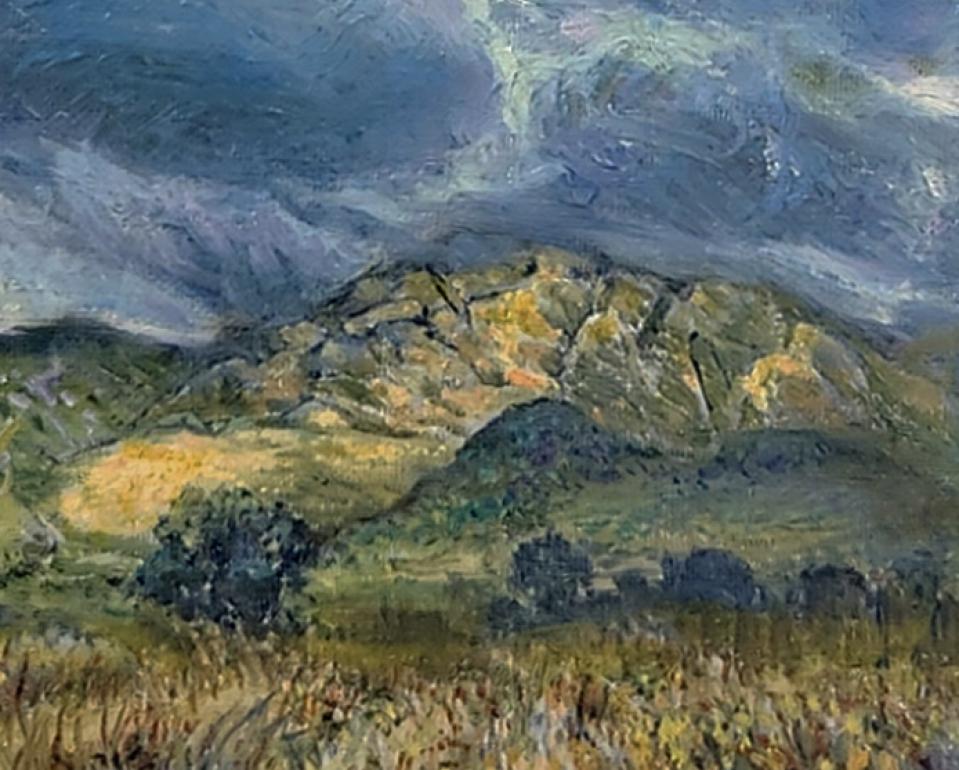 Storm Clouds over Mountain Trail contemporary landscape painting For Sale 1