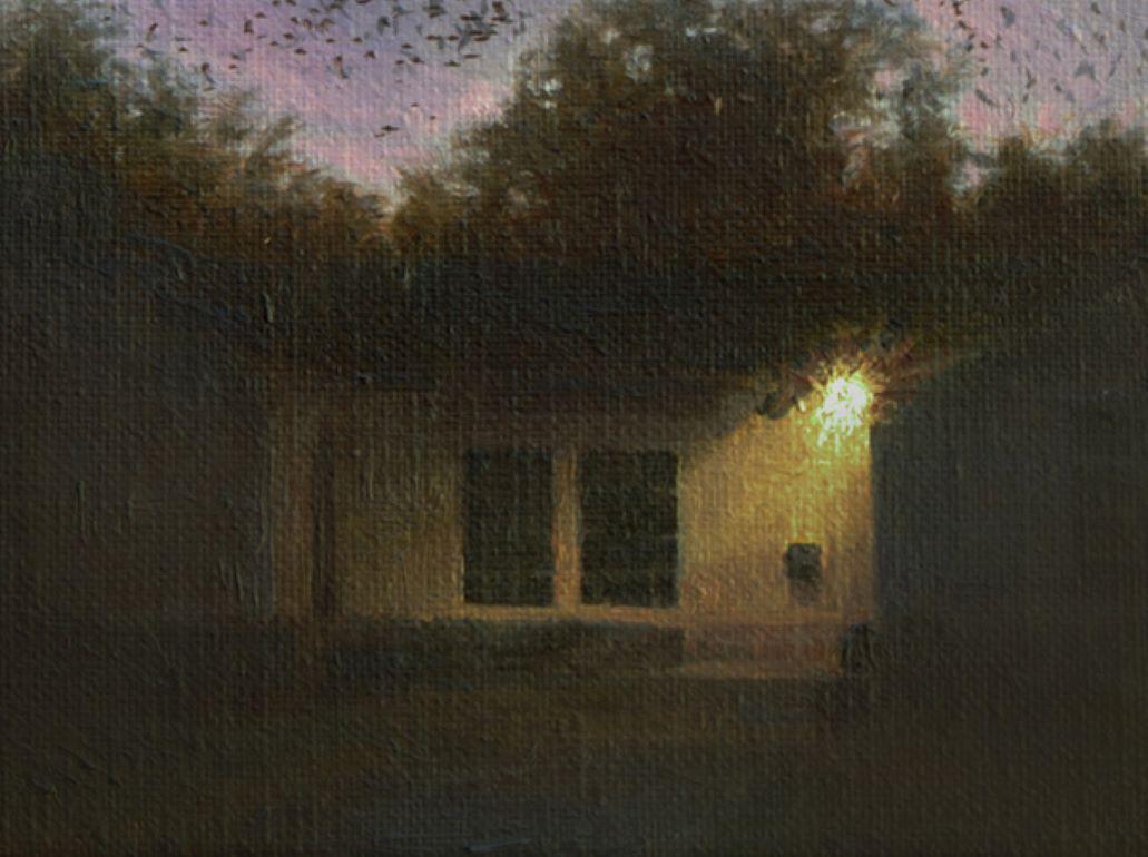 Paisaje urbano de Murmuración Suburbana - Painting Contemporáneo de Katherine Kean