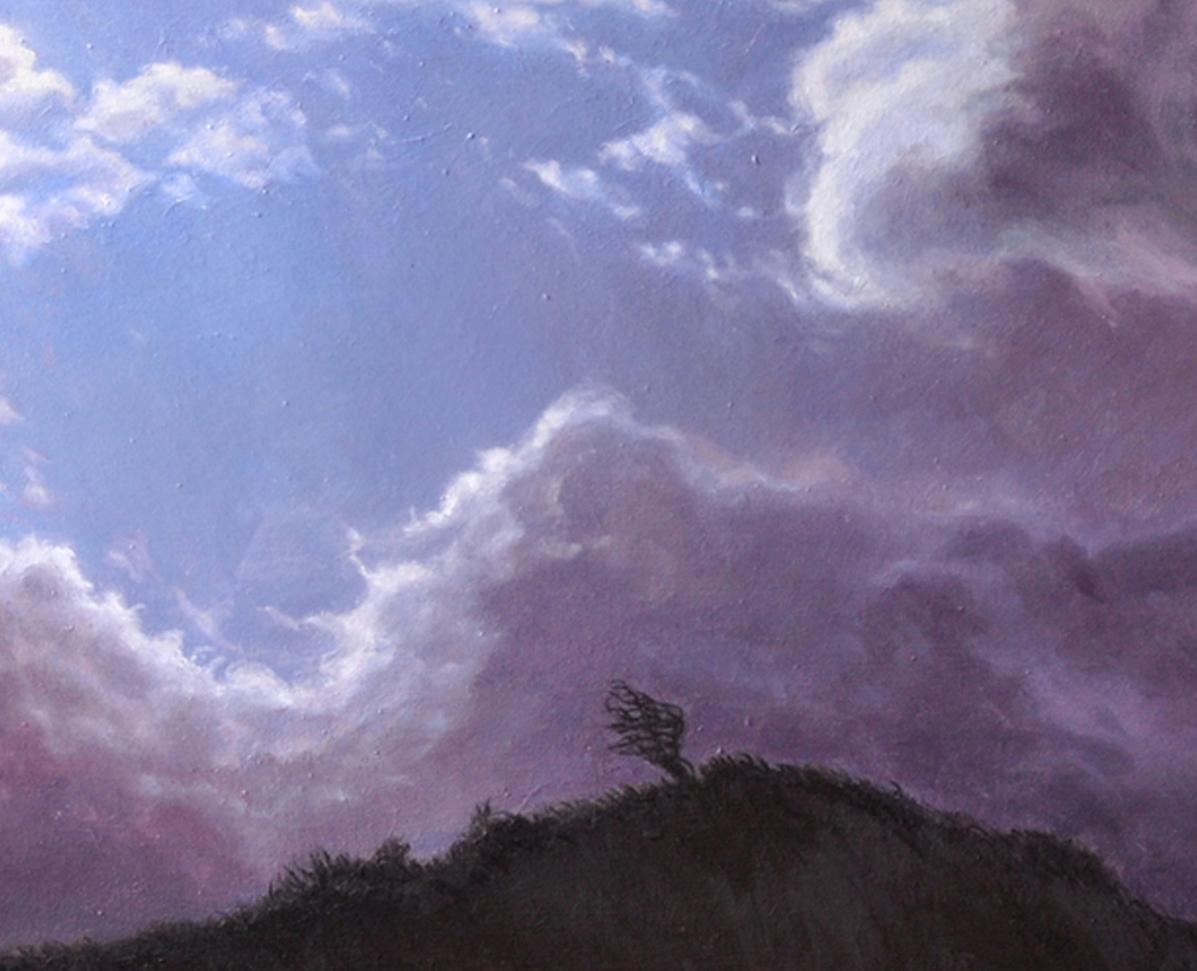 Trace in the Sky contemporary moody cloudscape, 2011 - Painting by Katherine Kean