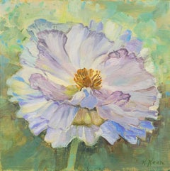 White Poppy contemporary floral painting