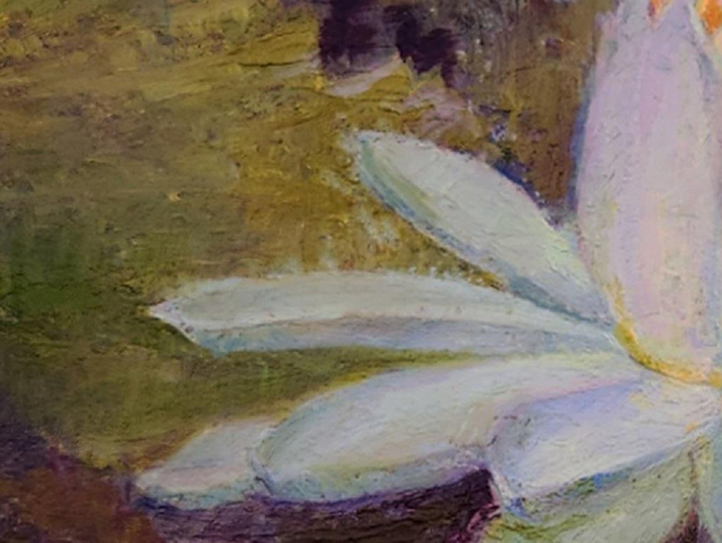 White Water Lily - Contemporary Painting by Katherine Kean