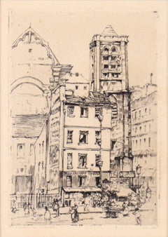 "St. Nicolas du Chardonnet" Etching in Ink on Paper