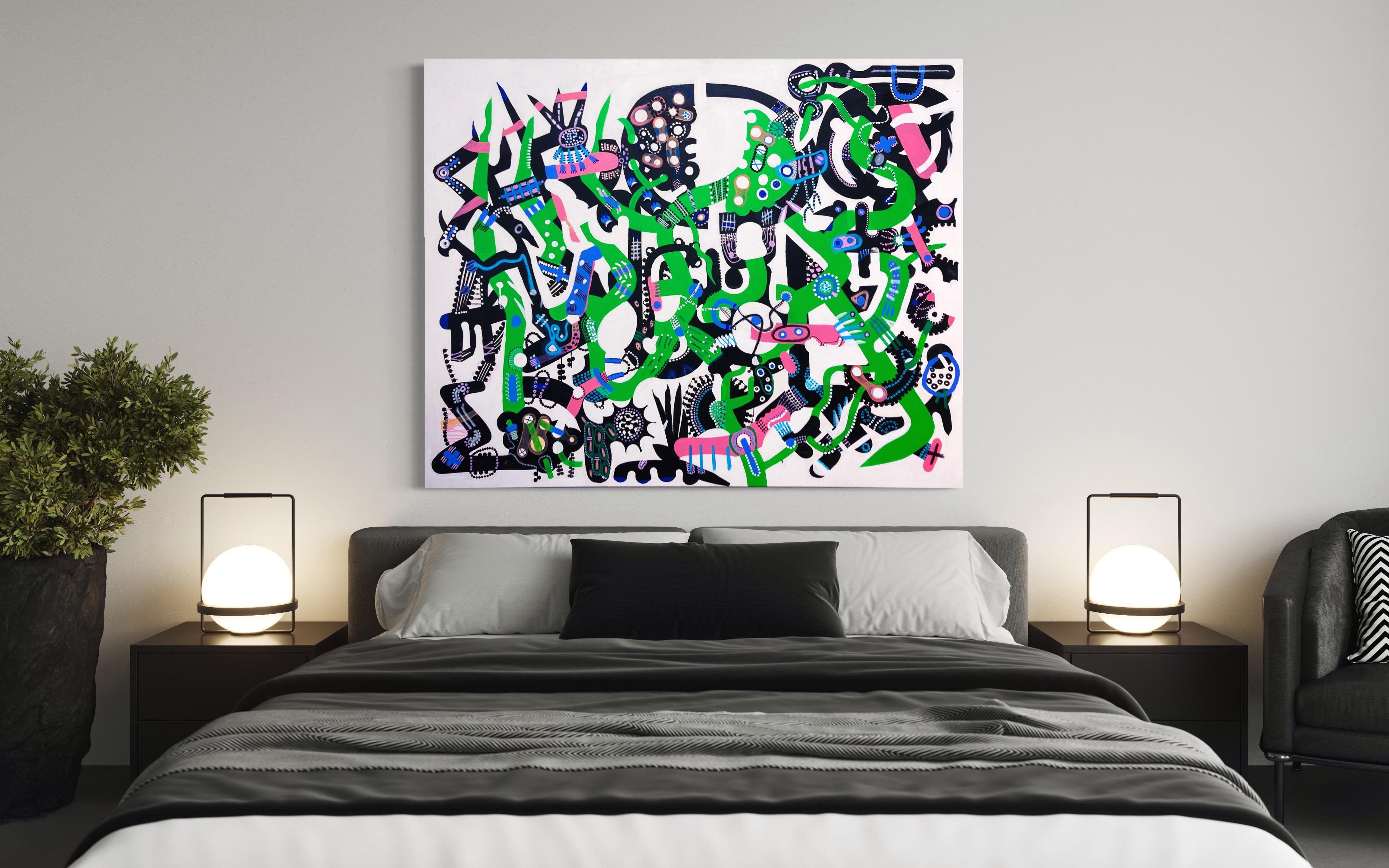 « Green Maze » - Peinture abstraite à l'acrylique de Katherine Lodge en vente 2