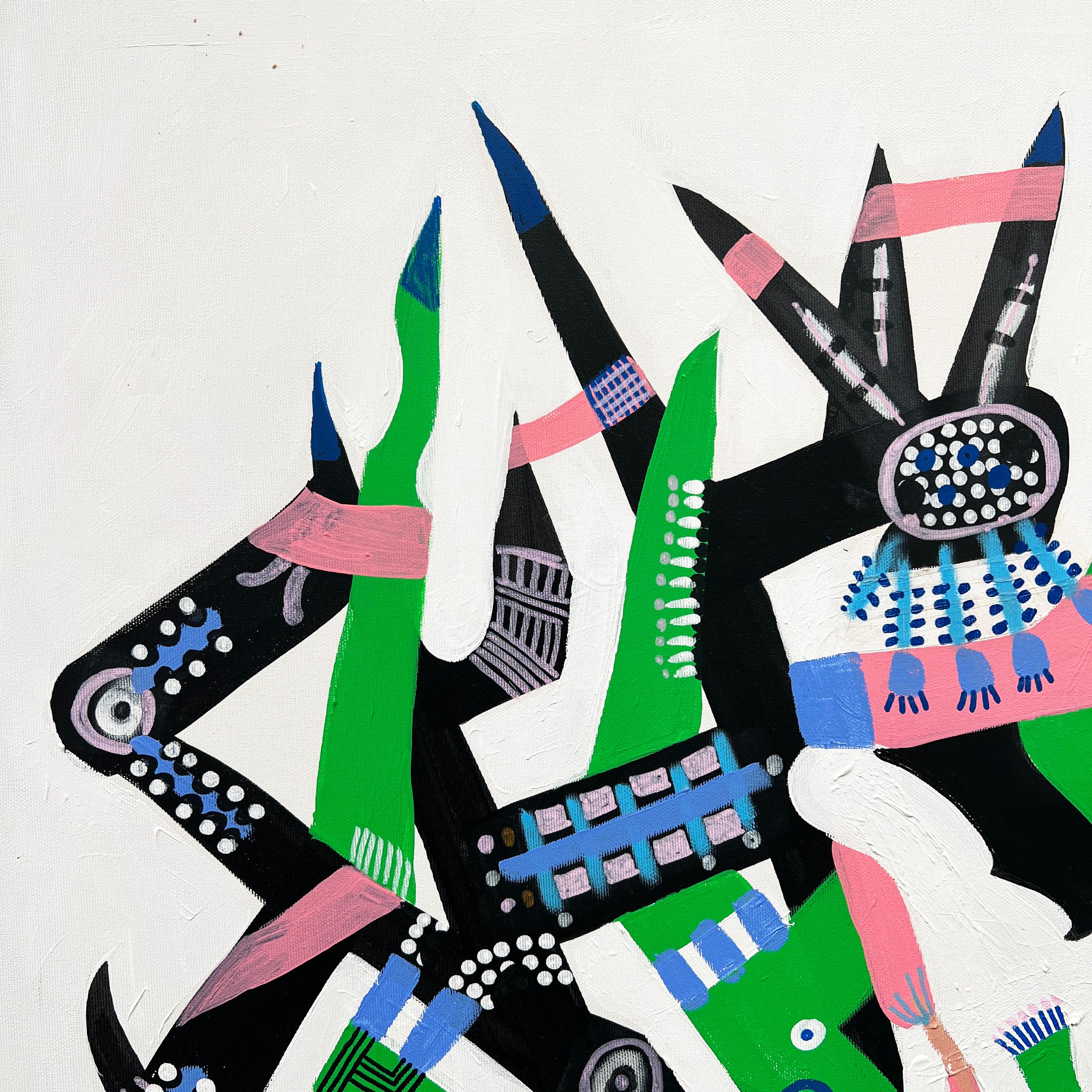 « Green Maze » - Peinture abstraite à l'acrylique de Katherine Lodge en vente 3