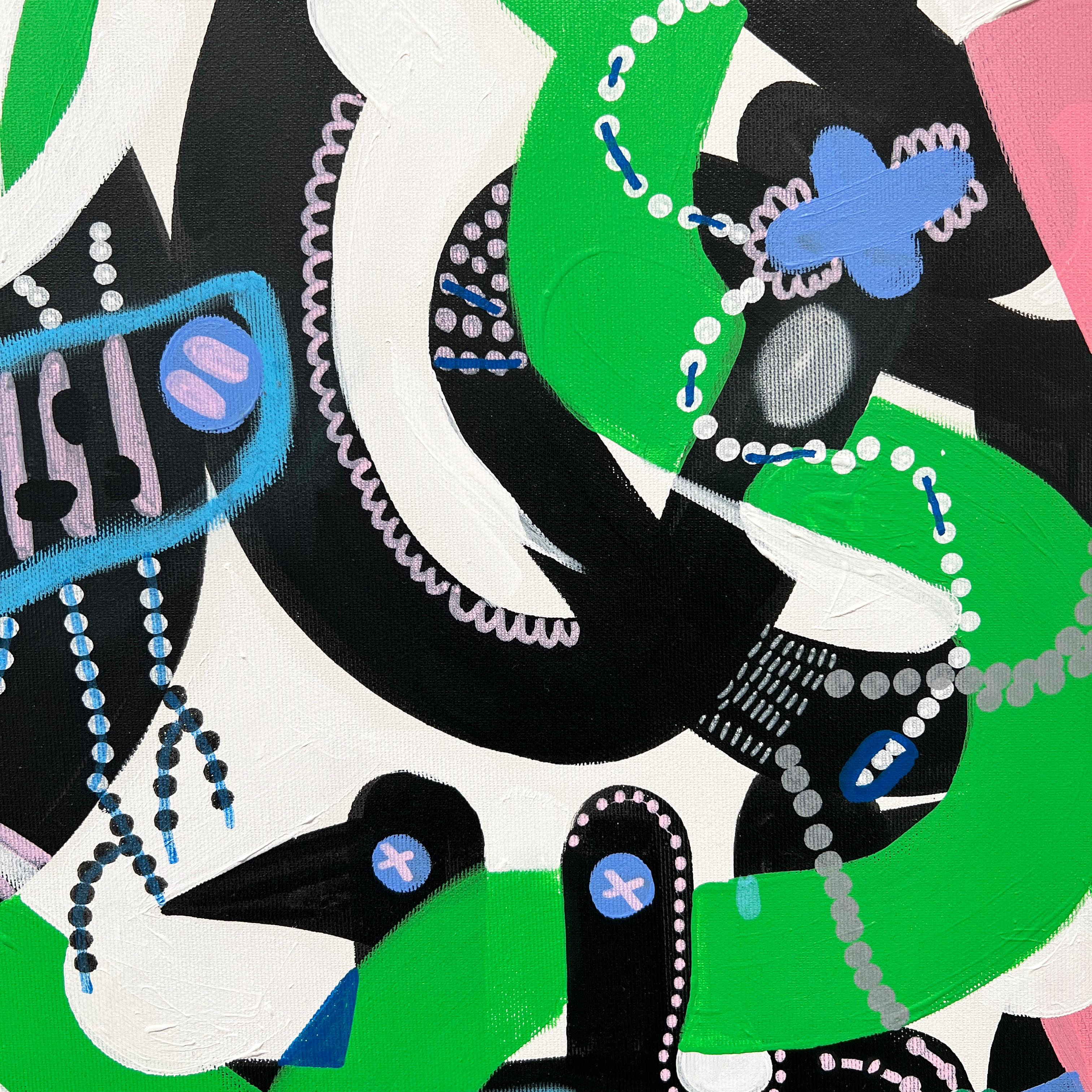 « Green Maze » - Peinture abstraite à l'acrylique de Katherine Lodge en vente 5