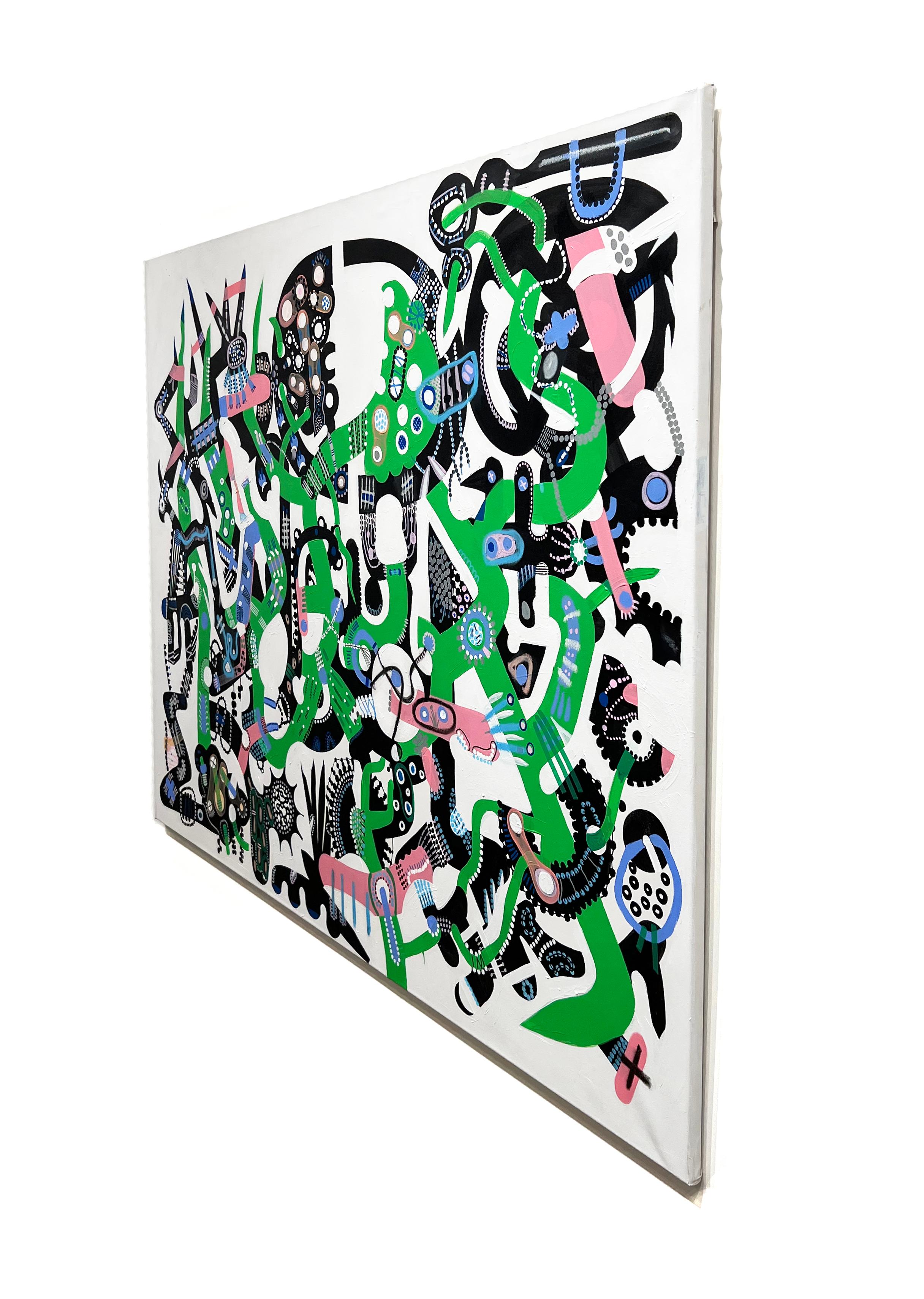 « Green Maze » - Peinture abstraite à l'acrylique de Katherine Lodge en vente 7