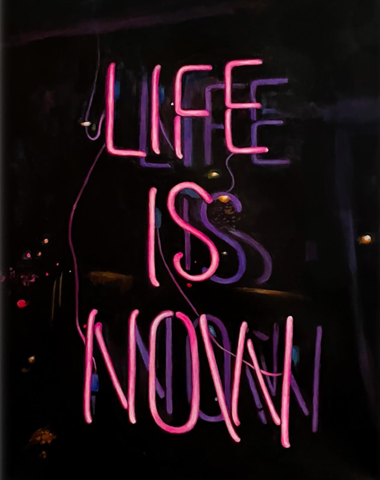 Zeitgenössisches modernistisches Neonschild Trompe L'Oeil Stillleben 