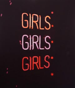 Contemporary Modernist Neon Sign Trompe L'Oeil Still Life "Girls Girls Girls"