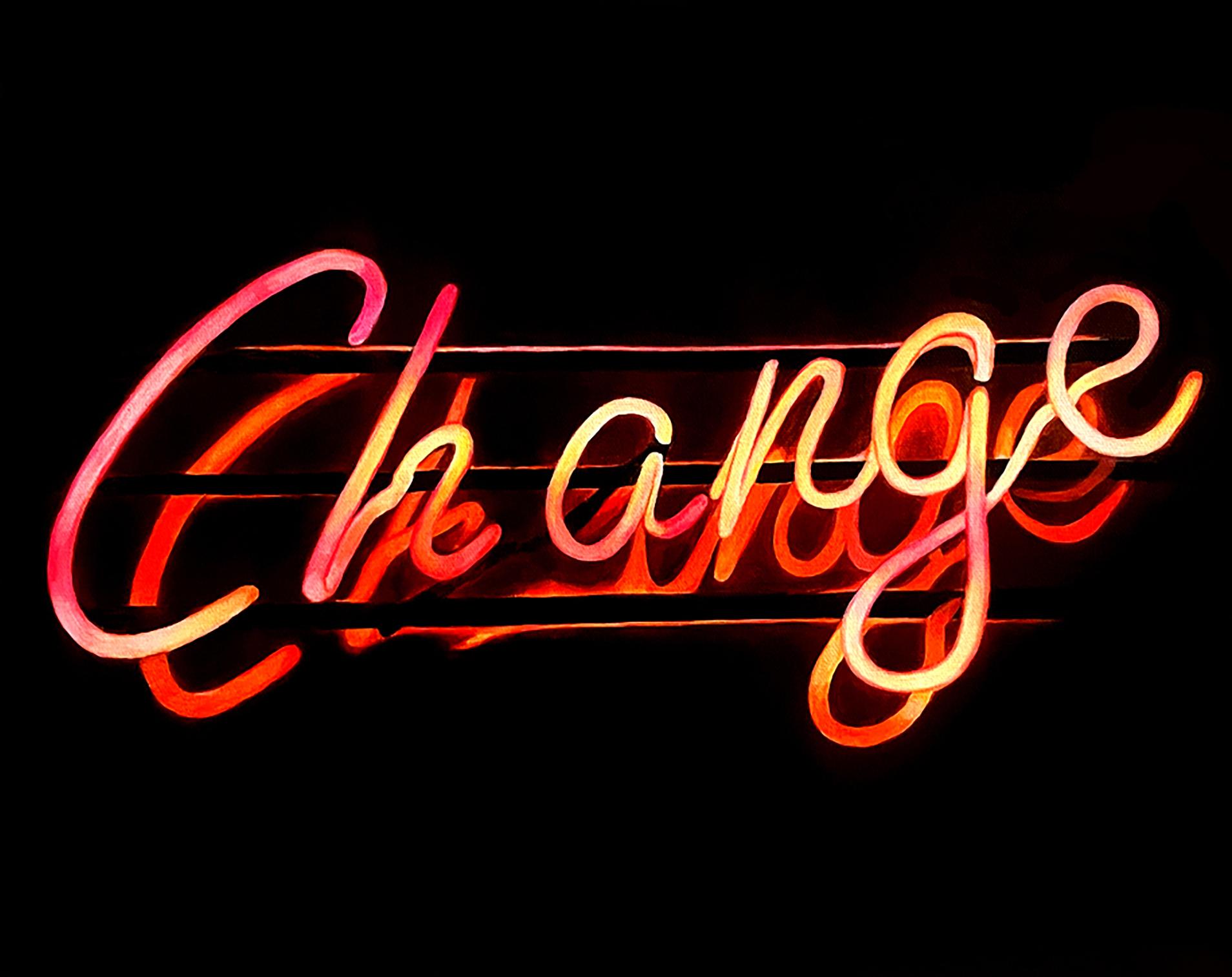 Zeitgenössisches modernistisches Neonschild Trompe L'Oeil Stillleben 