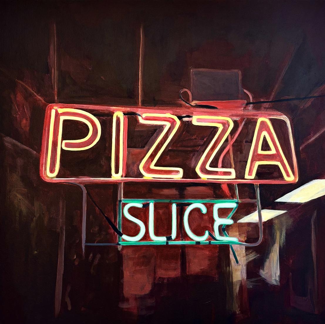 Zeitgenössisches modernistisches Neonschild Trompe L'Oeil Stillleben 