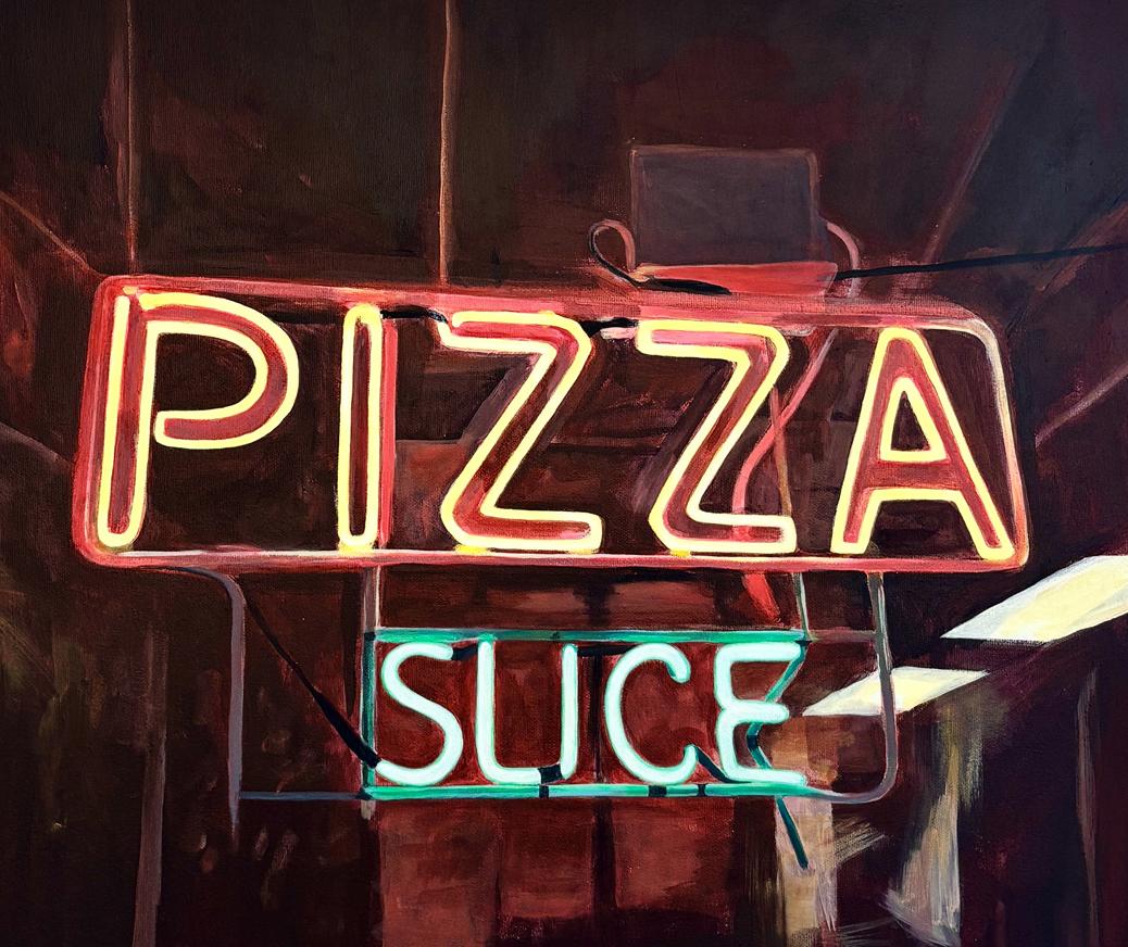 Zeitgenössisches modernistisches Neonschild Trompe L'Oeil Stillleben 