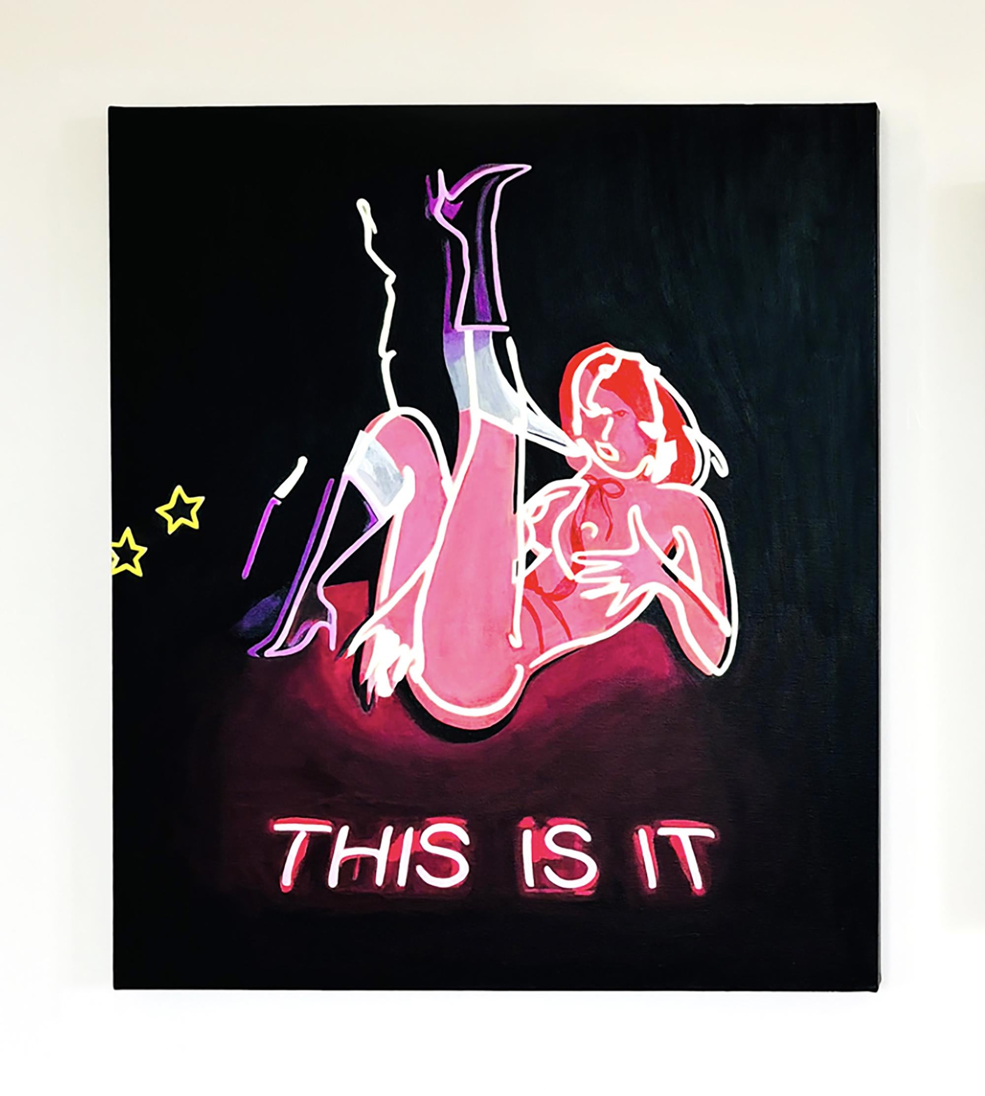 Zeitgenössische Modernist Neon Zeichen Trompe L'Oeil Stillleben 