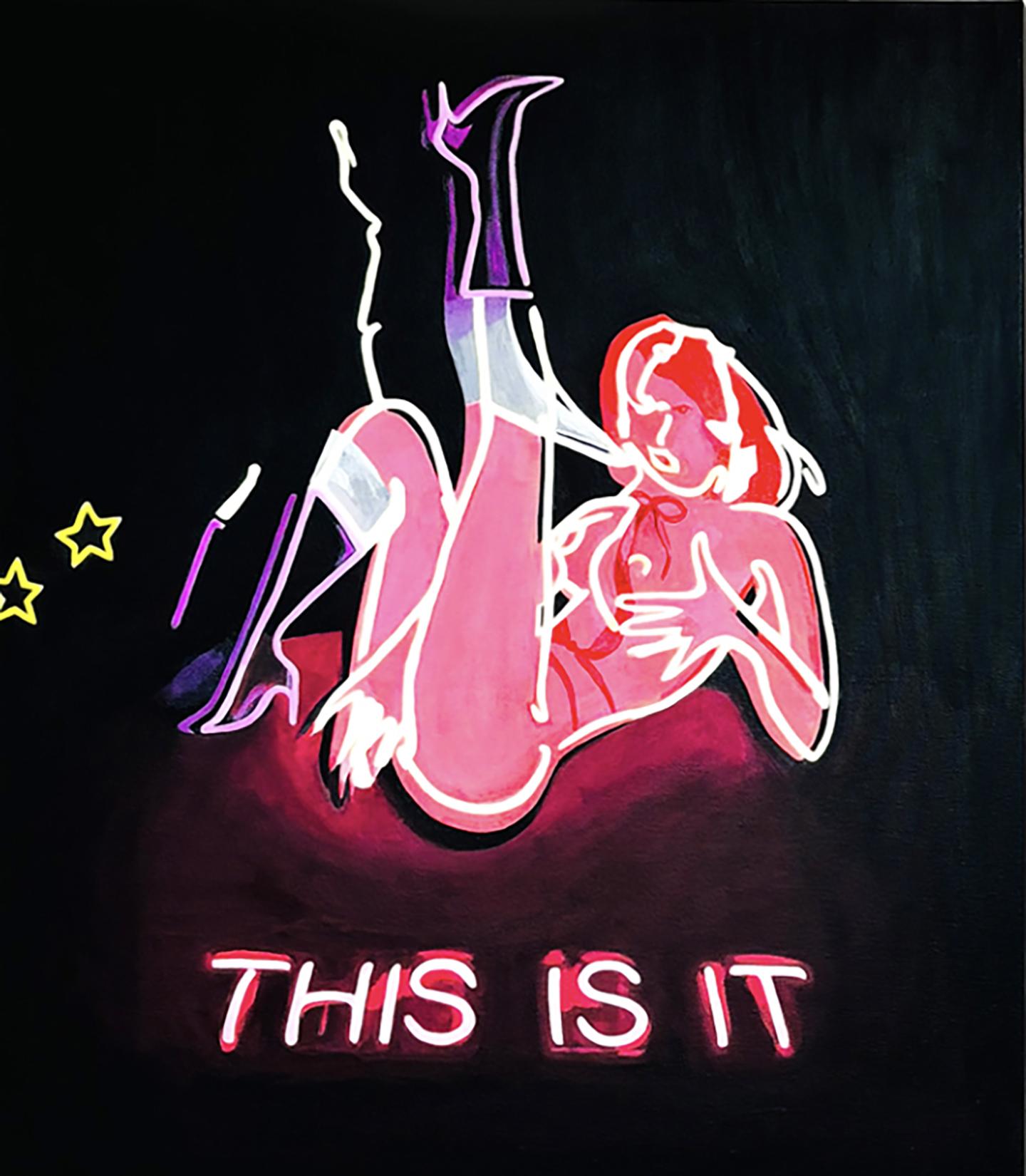 Zeitgenössische Modernist Neon Zeichen Trompe L'Oeil Stillleben 