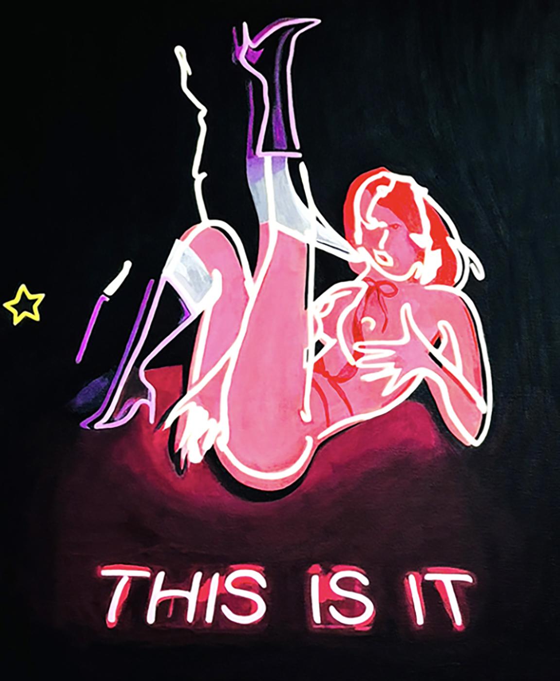 Bedeutendes zeitgenössisches modernistisches Gemälde von Katherine McMahon.  Aus einer Serie von Leuchtreklamen, die noch leben.  Acryl auf Leinwand.  

Künstler Bio:
Katherine McMahon ist eine amerikanische multidisziplinäre Künstlerin und