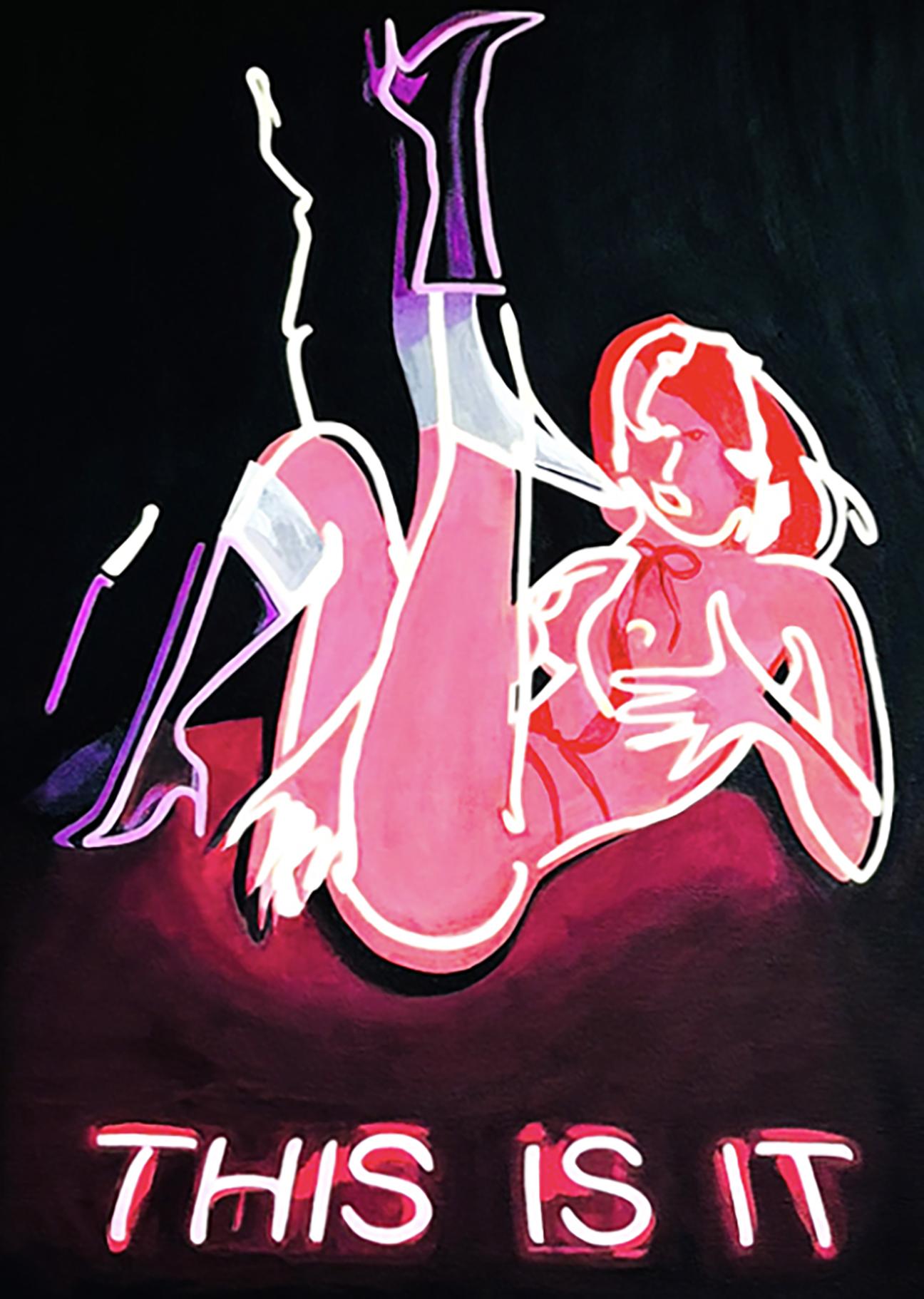 Zeitgenössische Modernist Neon Zeichen Trompe L'Oeil Stillleben 