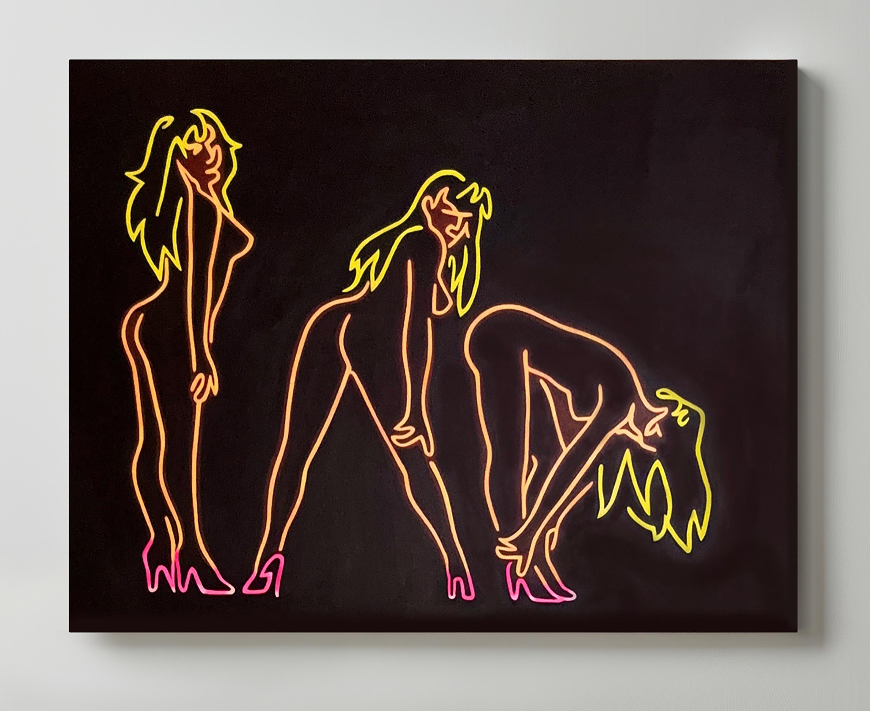 Zeitgenössisches modernistisches Neonschild Trompe L'Oeil Stillleben 