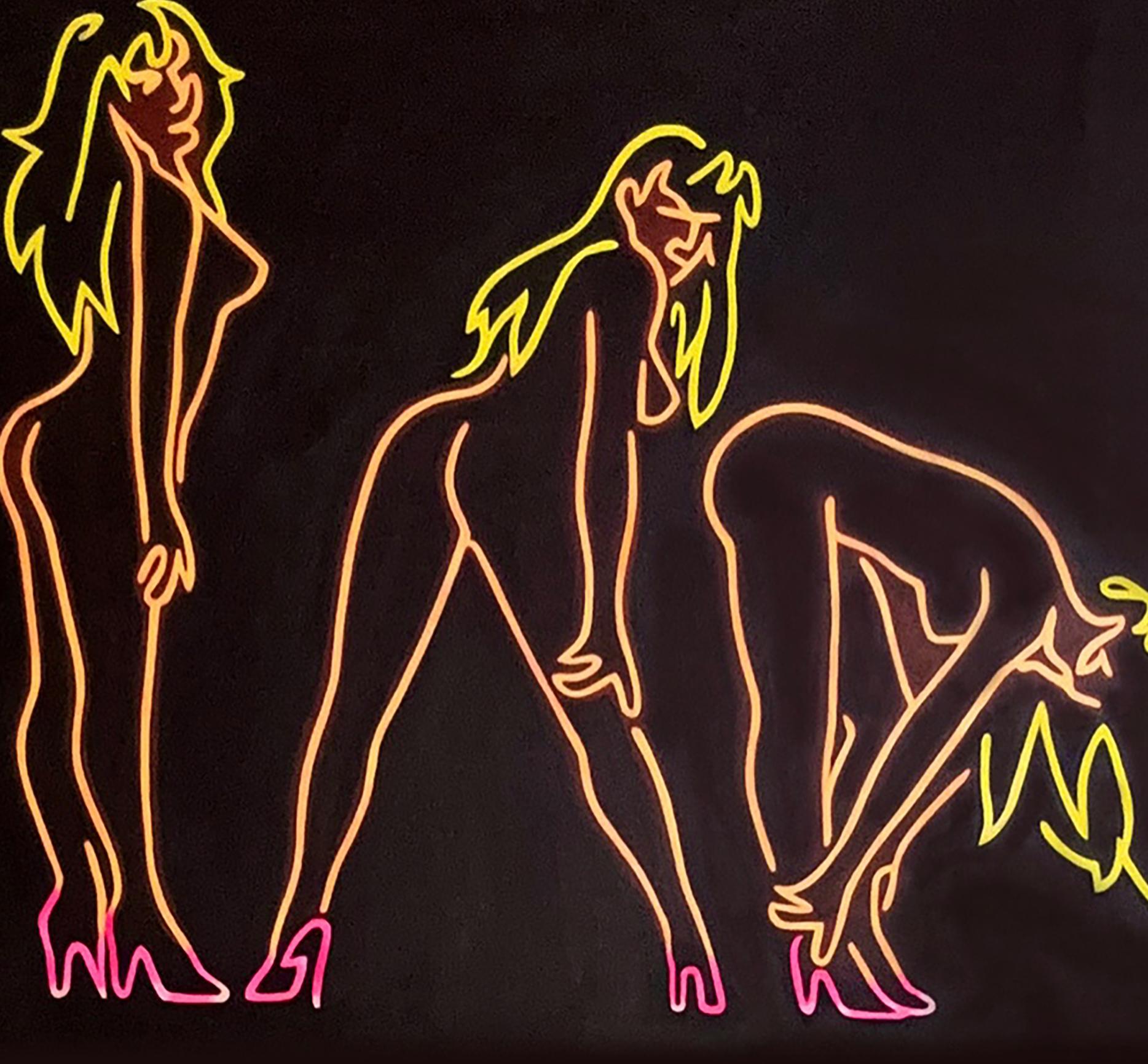 Zeitgenössisches modernistisches Neonschild Trompe L'Oeil Stillleben 