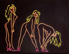 Contemporary Modernist Neon Sign Trompe L'Oeil Still Life "Three Dancers"