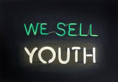Contemporary Modernist Neon Sign Trompe L'Oeil Still Life "We Sell Youth"