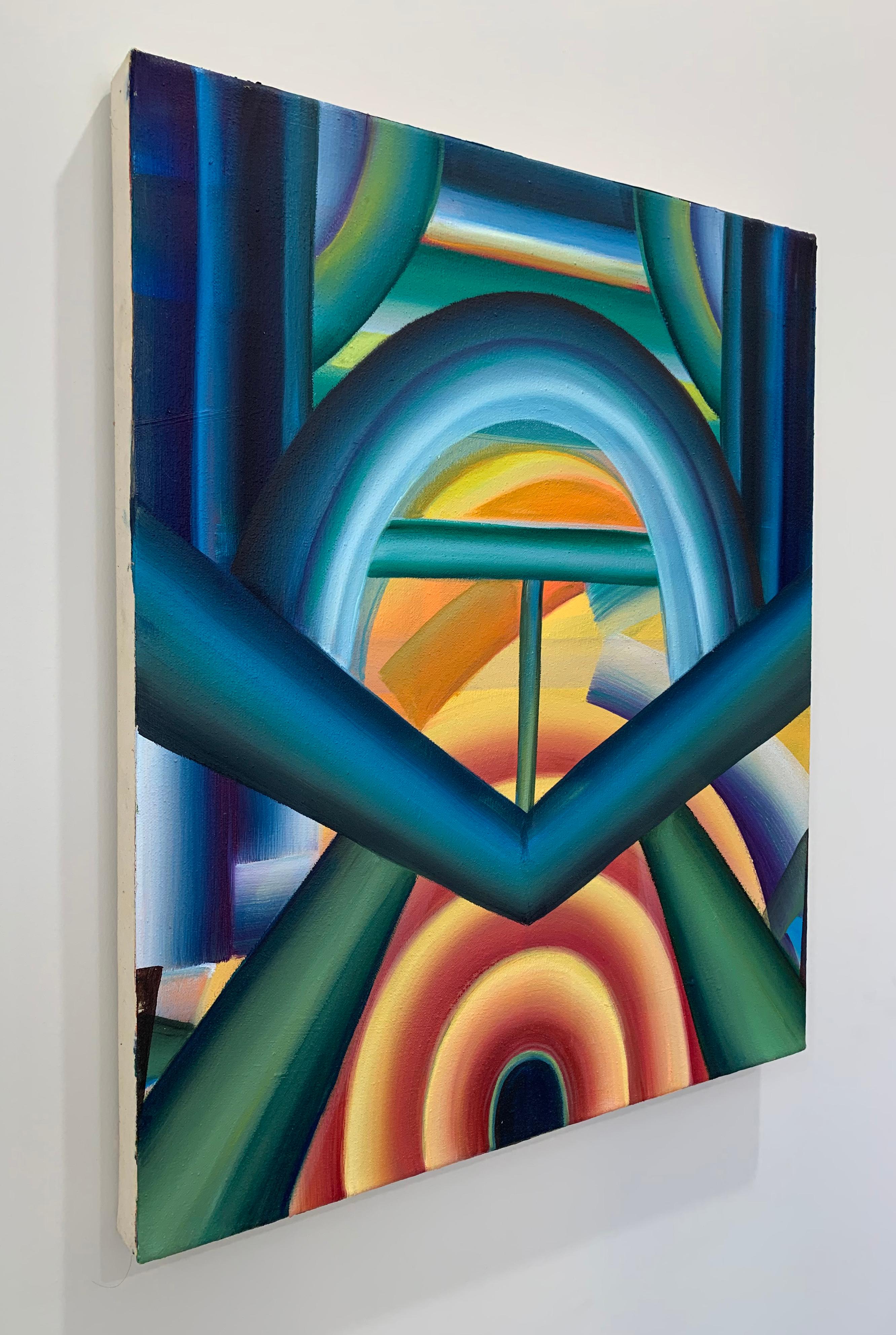 The Desire To Let Everything In, Oil Canvas Painting, Abstract Geometric Pattern For Sale 2
