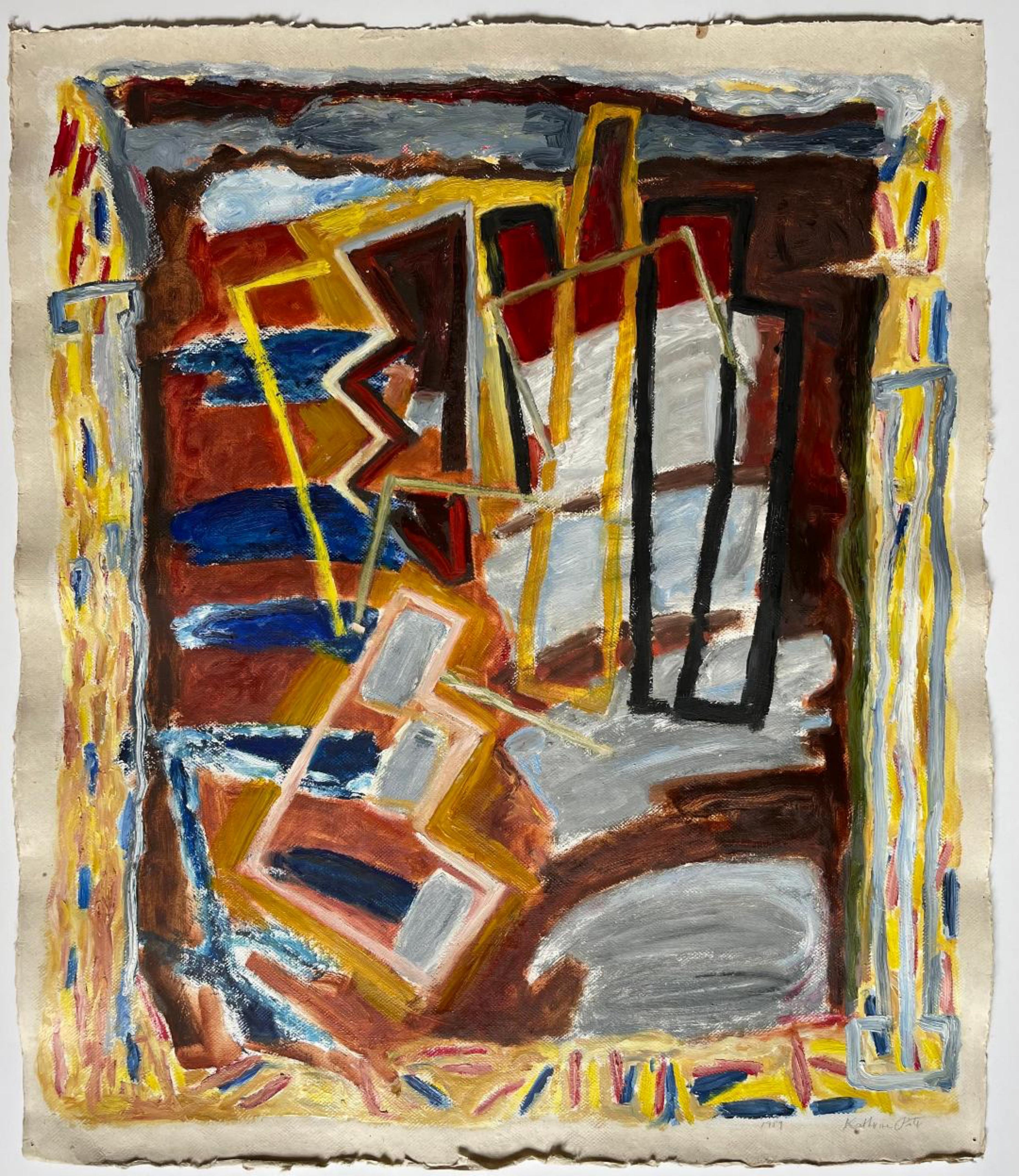 Tempest (peinture à l'huile abstraite unique (étiquettes de la galerie Makler et Andre Emmerich)