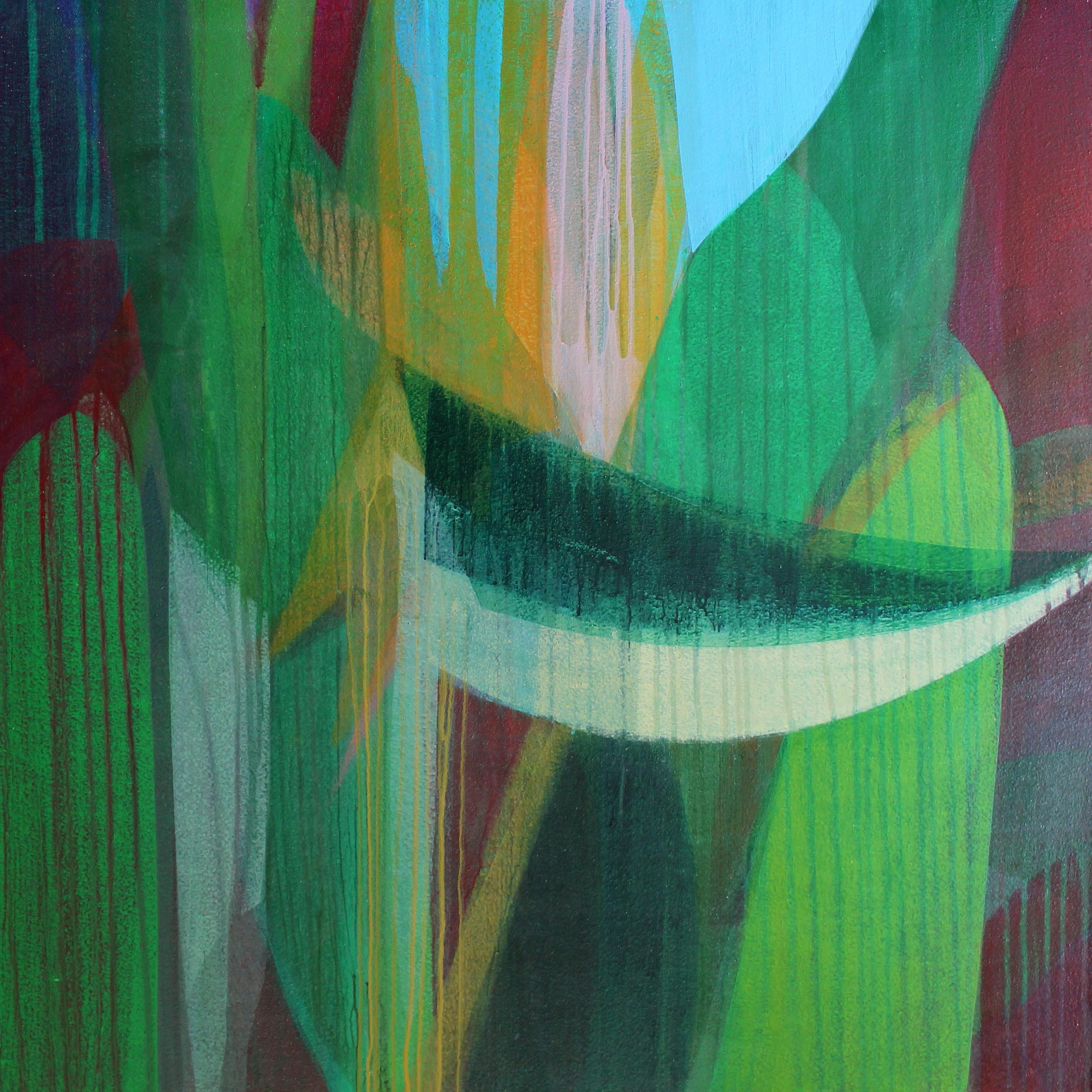 Katherine Sandoz Abstract Painting - "(Jubilee) Bird of Paradise" - Abstract Botanical Painting - Diebenkorn