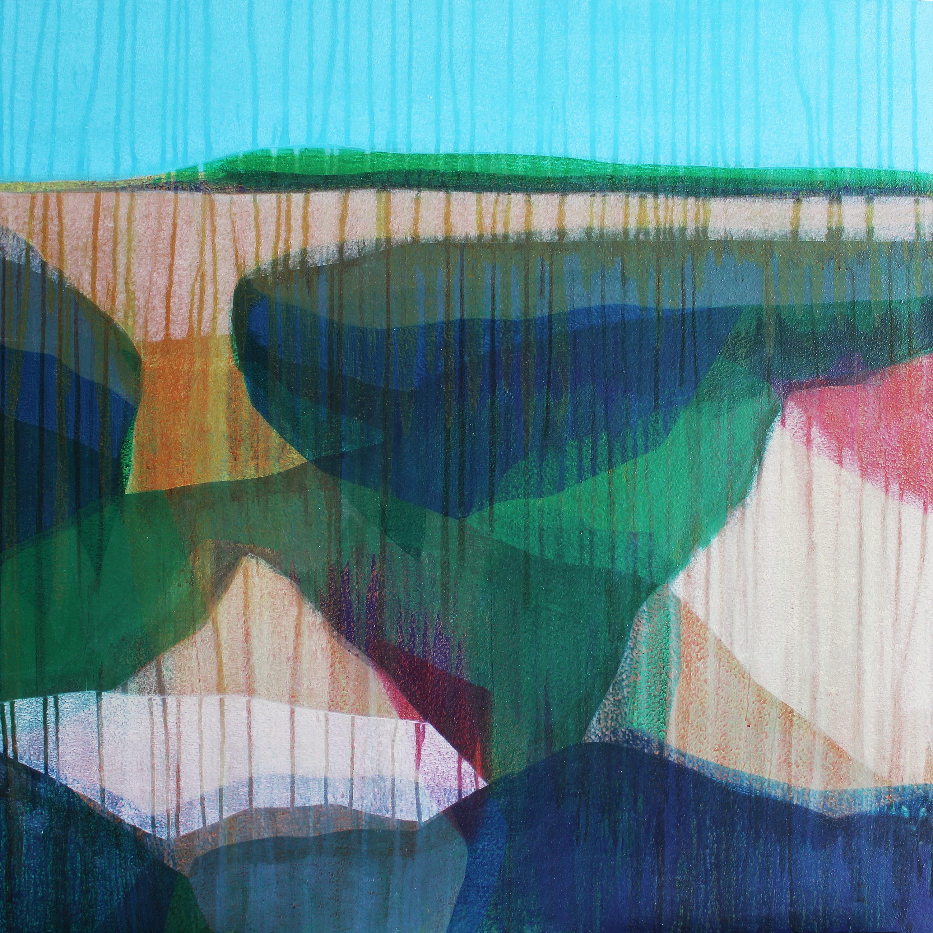 "(Jubilee) Marshscape No. 1" is an abstract landscape painting featuring hues of blue, green, magenta, orange and yellow.

Katherine Sandoz is inspired by the work of Helen Frankenthaler, Richard Diebenkorn, Morris Louis, Vincent Van Gogh, Willem de