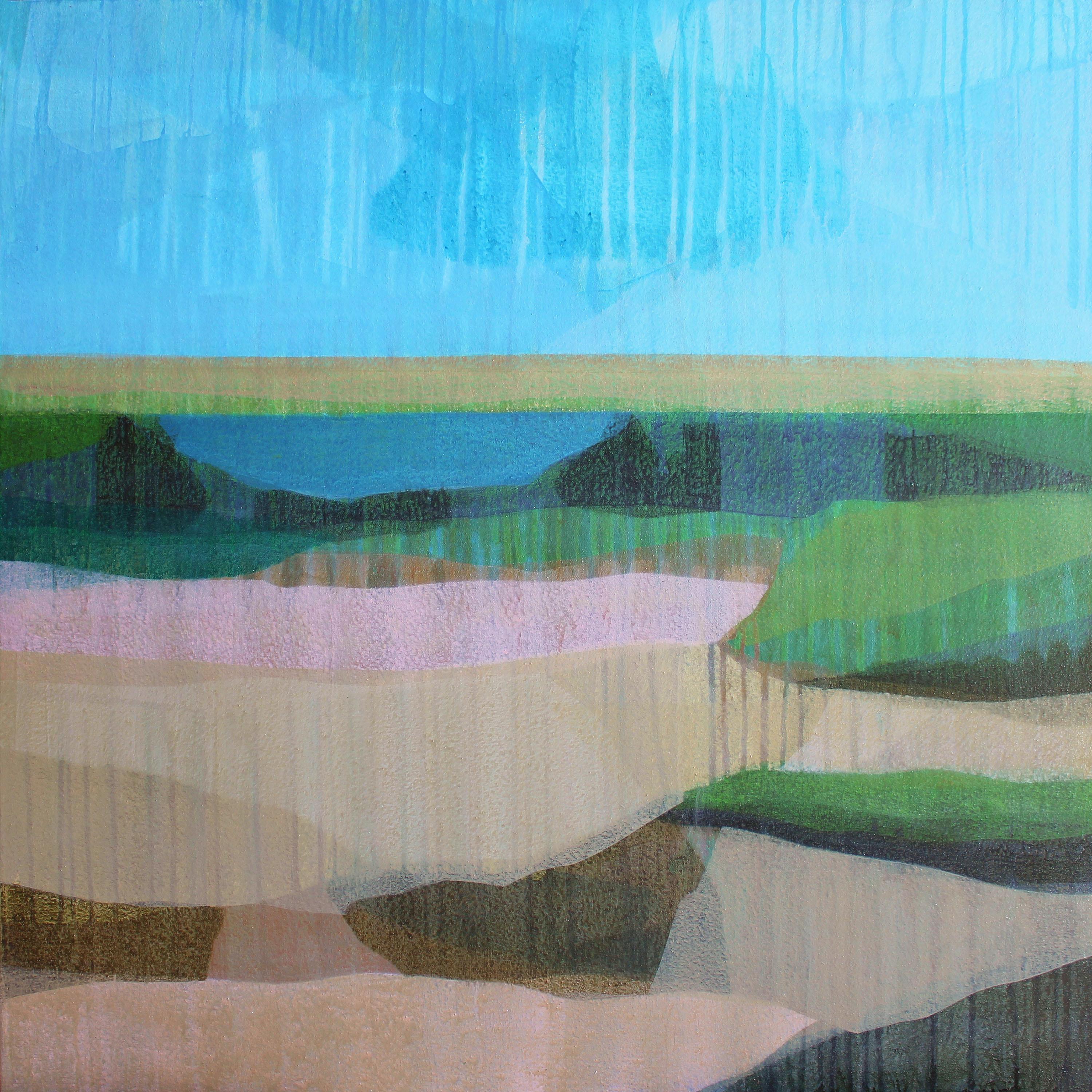 Landscape Painting Katherine Sandoz - ""(Jubilee) Marshscape No. 3" - Peinture de paysage abstrait - Diebenkorn