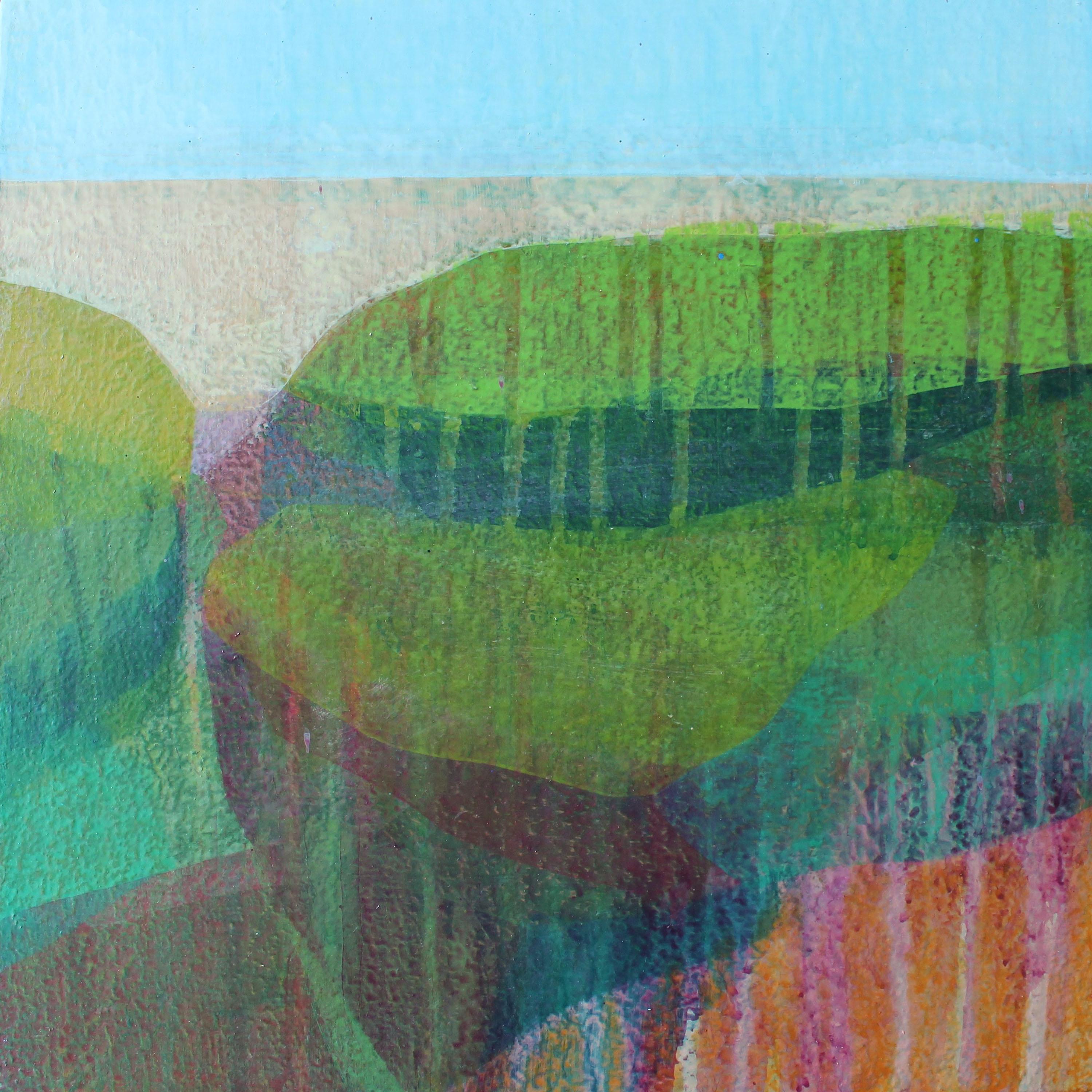 Katherine Sandoz Abstract Painting - "(Jubilee) Pink Marsh" - Abstract Botanical Painting - Diebenkorn