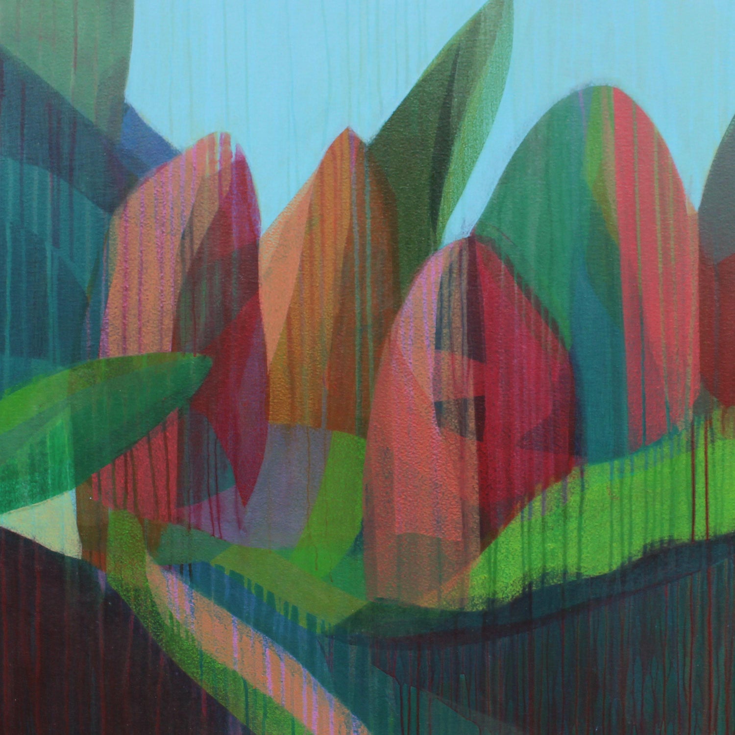 Katherine Sandoz Jubilee Red Banana Palms Abstract