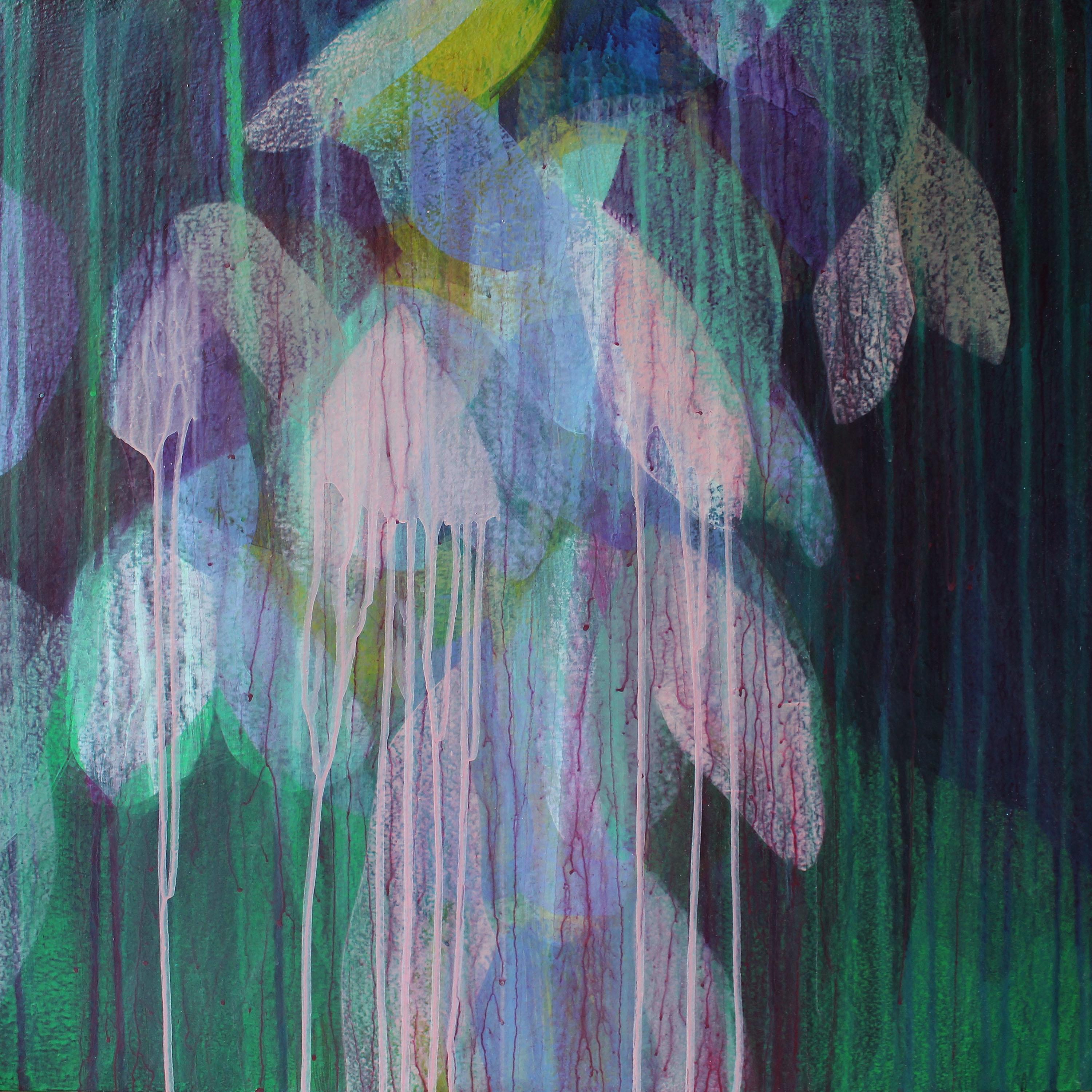 Katherine Sandoz Landscape Painting - "(Jubilee) Wisteria" - Abstract Botanical Painting - Diebenkorn