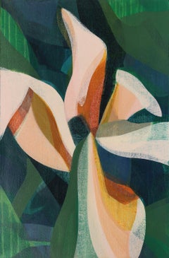 "(Magnolia) Big Leaf Navy" - Colorful Abstract Botanical Painting Frankenthaler