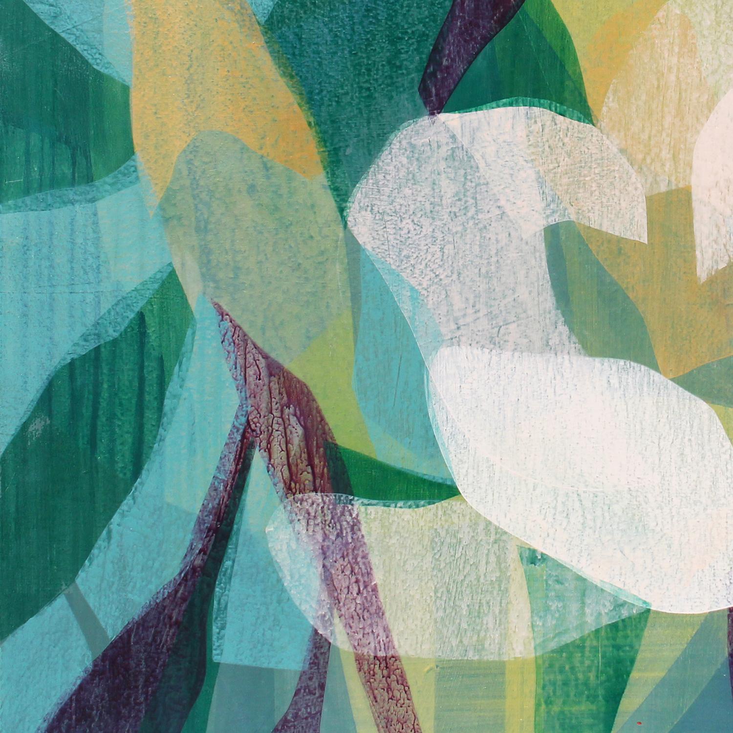 (Magnolia) Blue Yellow - Abstract Painting by Katherine Sandoz