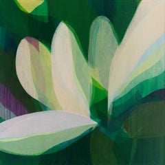 "(Magnolia) Emerald" - Colorful Abstract Botanical Painting - Frankenthaler