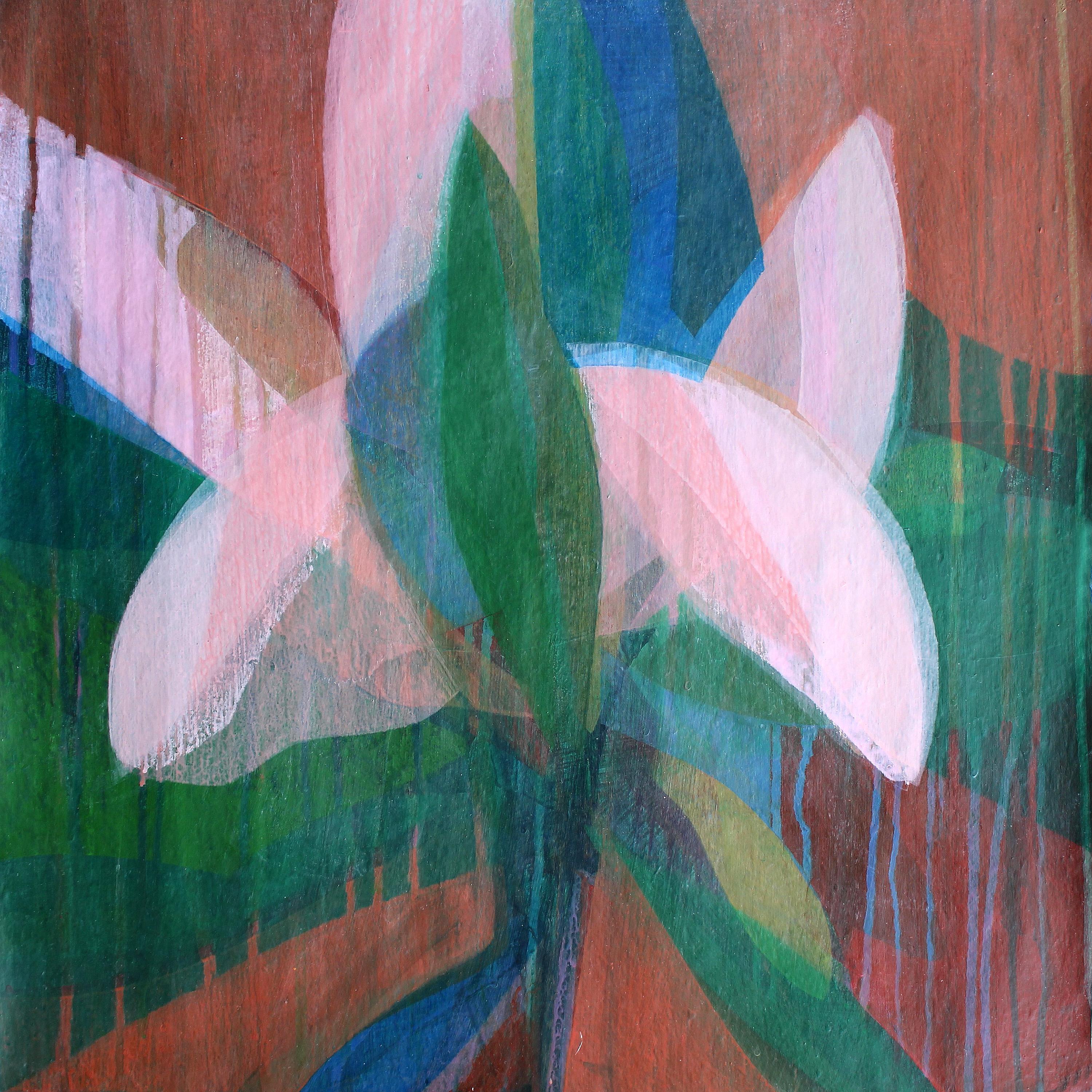 "(Magnolia II) Carolina Blue" - Abstract Botanical Painting - Frankenthaler