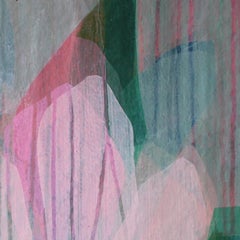 "(Magnolia II) Pale Pink" - Colorful Abstract Botanical Painting - Frankenthaler
