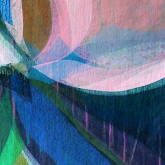 "(Magnolia II) Sky Blue" - Colorful Abstract Botanical Painting - Frankenthaler