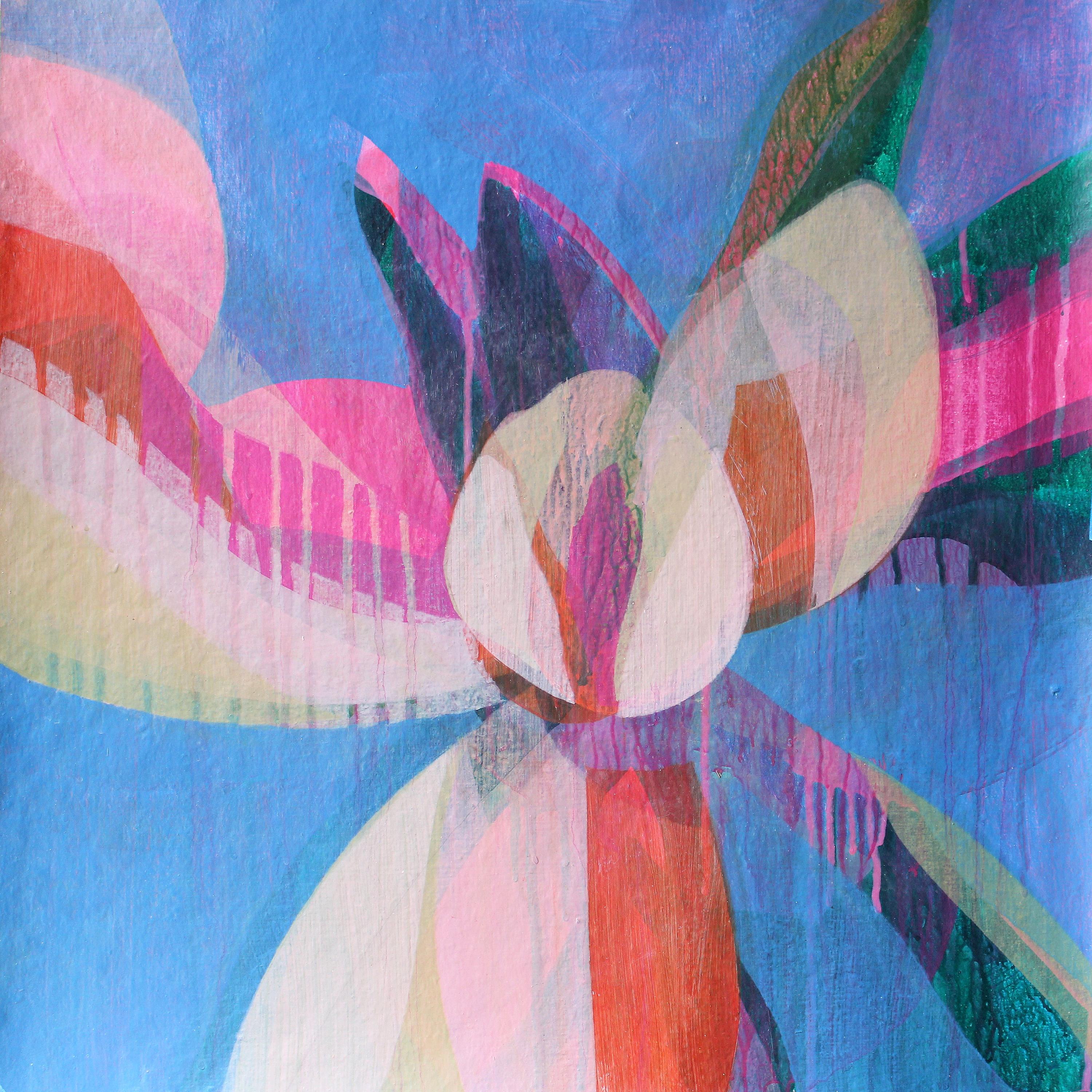 "(Magnolia II) Thistle" - Colorful Abstract Botanical Painting - Frankenthaler