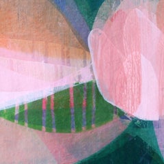 "(Magnolia II) Yale Blue" - Colorful Abstract Botanical Painting - Frankenthaler