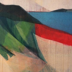 "(sequoia) back river blue" - colorful abstract landscape - marsh - Diebenkorn