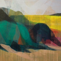 "(sequoia) back river yellow" - colorful abstract landscape - marsh - Diebenkorn