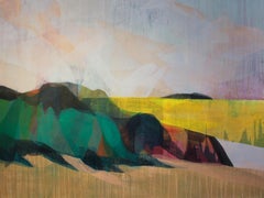 "(sequoia) back river yellow" - colorful abstract landscape - marsh - Diebenkorn