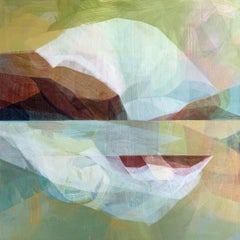 "(the gloaming) cliff + beach" - abstract landscape, expressive, layers