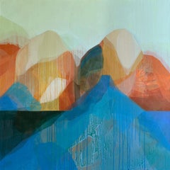 "(the gloaming) hedge + stream" - abstract landscape, drips, twilight, iris