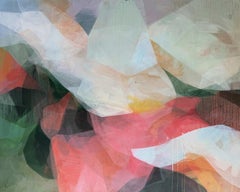"(the gloaming) moonrise + hedge" - abstract landscape, floral, layers
